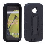 Wholesale Motorola Mote E LTE 2015 Armor Hybrid Stand Case (Black)